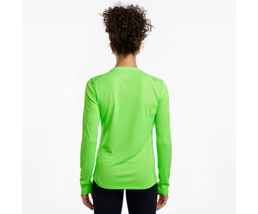 Women's Saucony Stopwatch Long Sleeve Shirts Green | Singapore 293UZGT